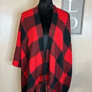 Red and Black Fleece Cardigan